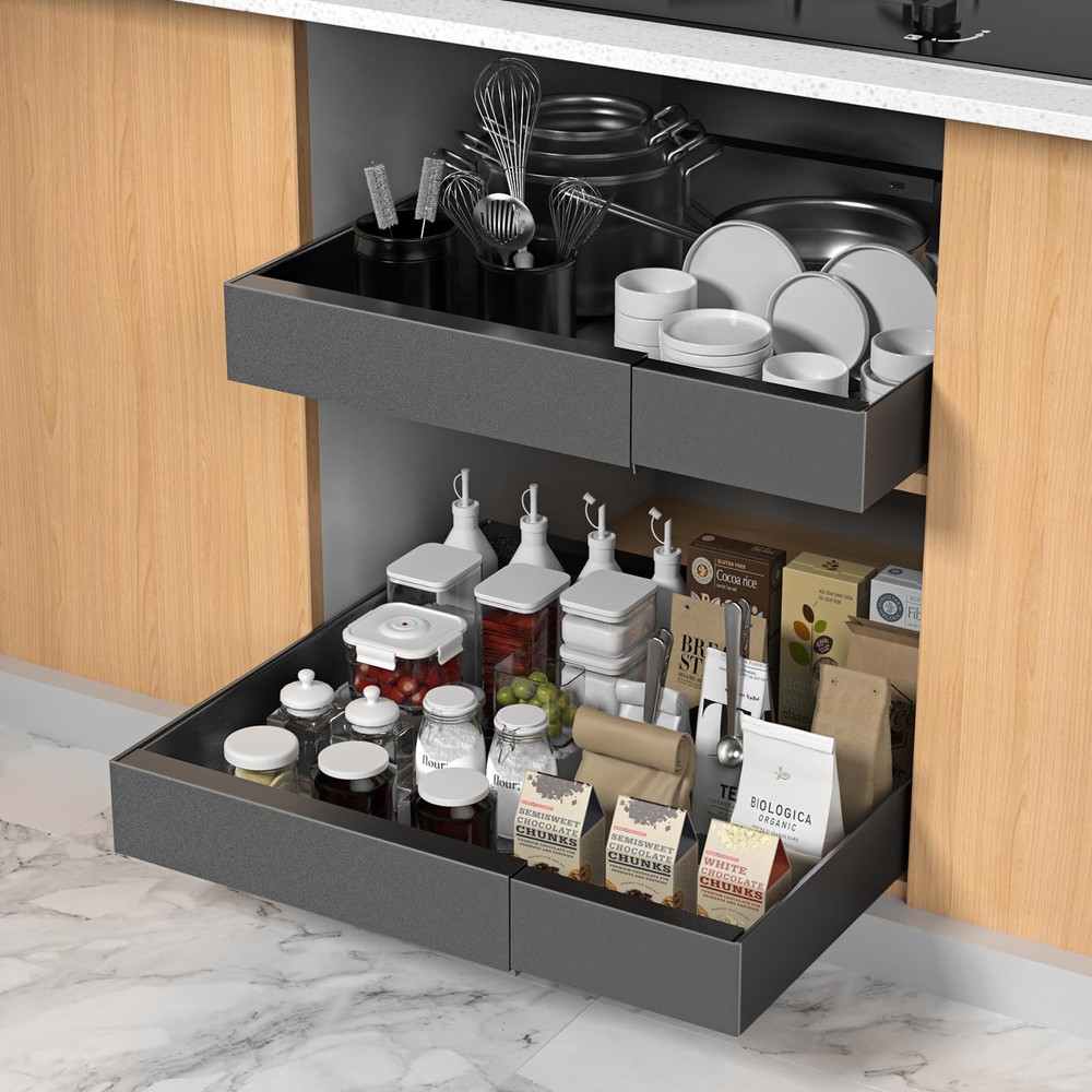 1PCS Pull Out Drawers for Kitchen Cabinets, Expandable (12.2