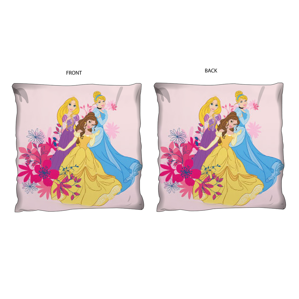 Disney Princess Floral Square Cushion 40cm x 40cm Pre-Filled Kids Sofa Pillow