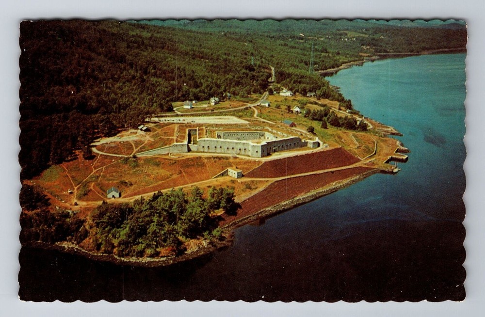Bucksport ME-Maine, Aerial Fort Knox Civil War Training Camp, Vintage Postcard