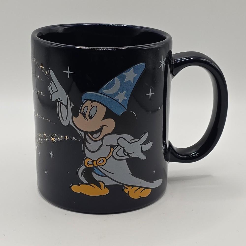 Disney Sorcerer Mickey Mouse Wizard Fantasia Blue Ceramic Cup Mug