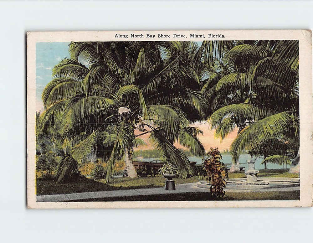 Postcard Along North Bay Shore Drive Miami Florida USA