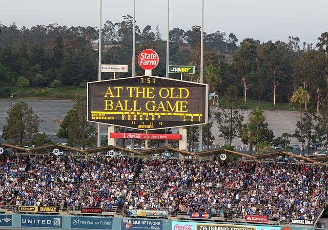 Dodger Stadium Los Angeles California 2012 Old Ball Game Scoreboard Crowd