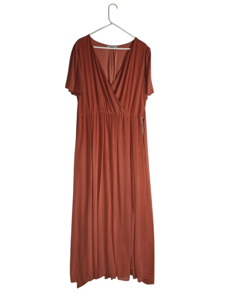 Baltic Born Women's Size 1X Vaughnie Chiffon Mauve Blush Pink Maxi Dress