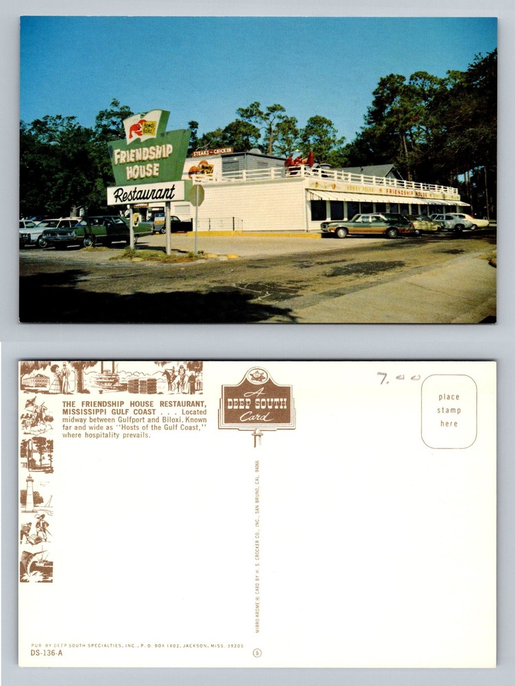 Biloxi, MS-Mississippi, Friendship House Restaurant Gulf Coast Vintage Postcard