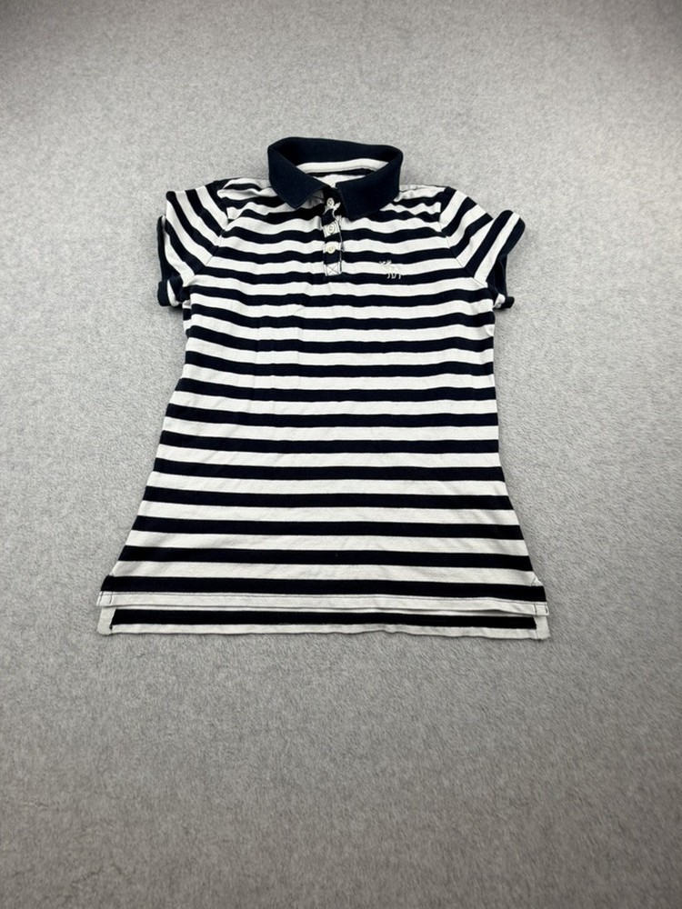Abercrombie Kids Polo Top Striped Short Sleeve XL 16 Navy Blue White Collared