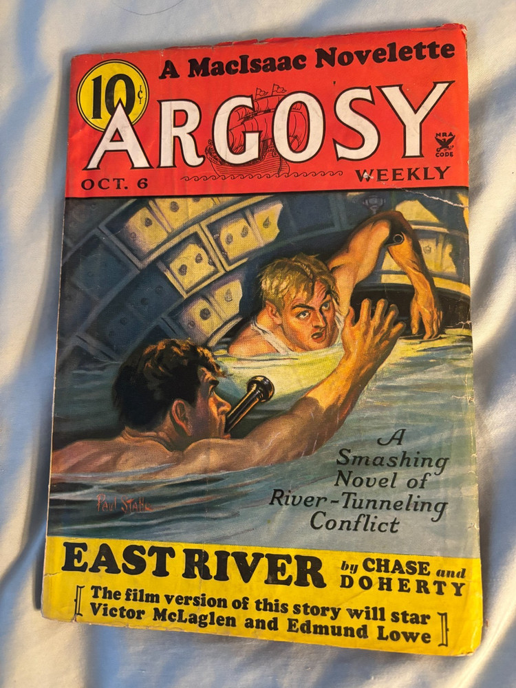 Argosy pulp movie cover Oct 6 1934 VG+ East River - Victor McLaglen part 1