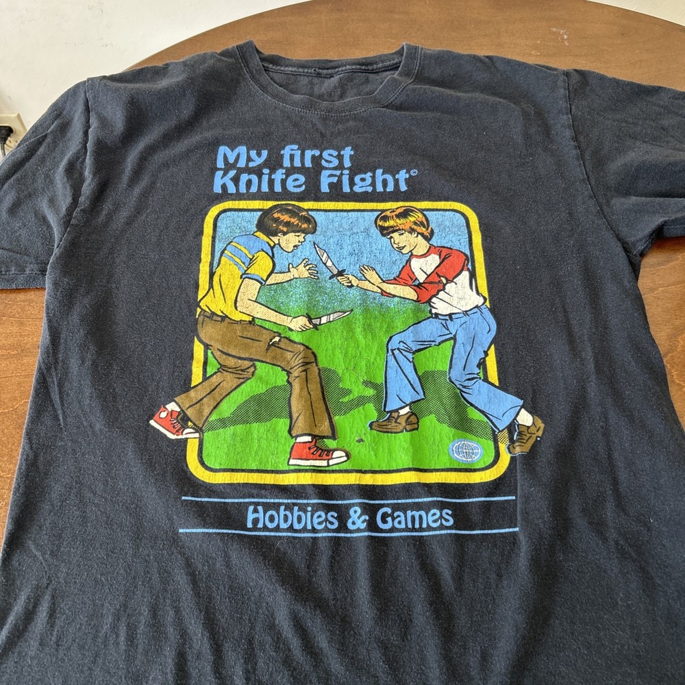 My First Knife Fight T-Shirt - Steven Rhodes -Hobbies & Games -Size Small -Black