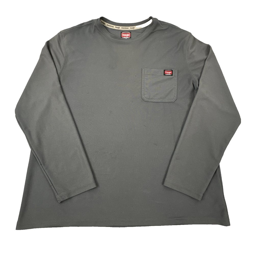 Wrangler Workwear Men's Long Sleeve Pocket T-Shirt Gray Size M