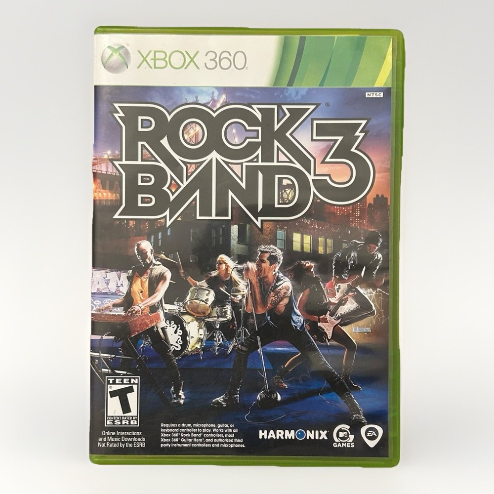 ROCK BAND 3 (Microsoft Xbox 360, 2010) Complete In Box Cracked Hub See Pictures