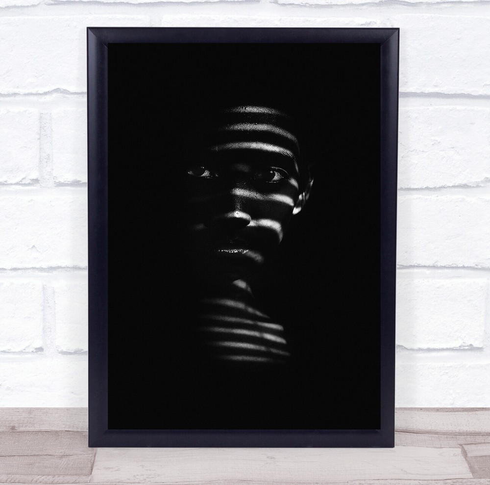 Zebra Stripes Lines Face Low Key Low-Key Dark Portrait Eyes Wall Art Print