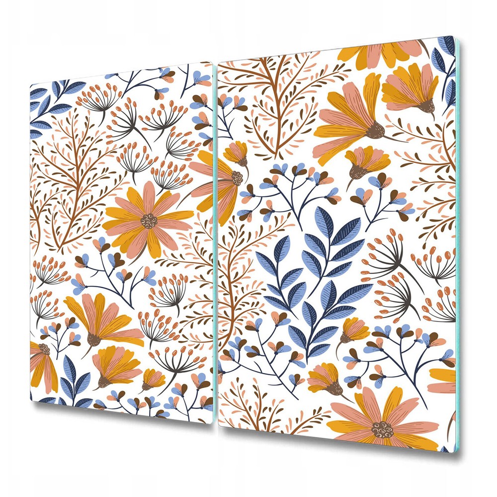 Glass Chopping Cutting Board Worktop Saver Bohemian Spring Floral 2x30x52