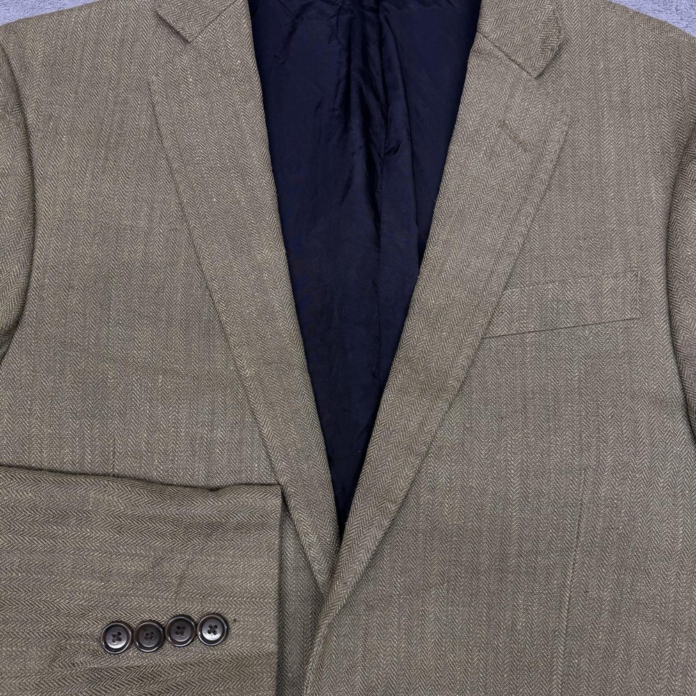 J.Crew Ludlow Blazer Mens 34S Brown Silk Linen Herringbone Jacket Italian Cloth