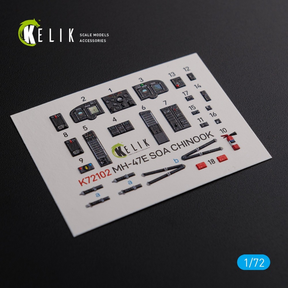 KeliK MH-47E Cockpit 3D Interior Decals for Italeri Kit 1/72 K72102
