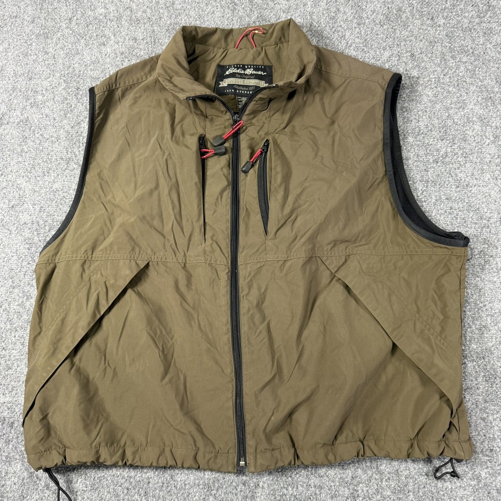 🚵 Eddie Bauer Vest Mens XXL Olive Green Utility Fishing Hiking Gorpcore Coat
