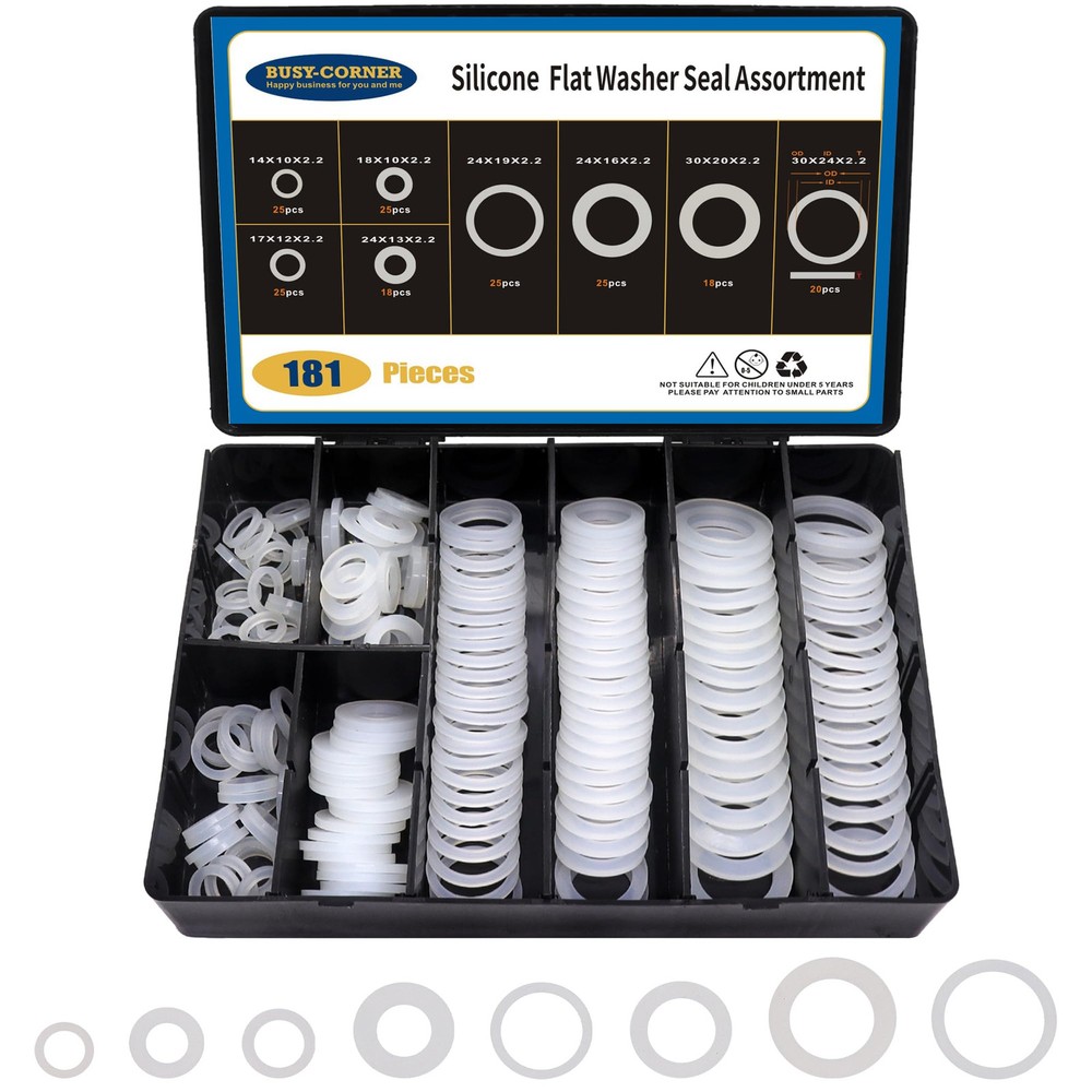 181Pcs 8 Sizes Silicone Gasket Assortment Kit, for Washer Needs, Ideal Repair...