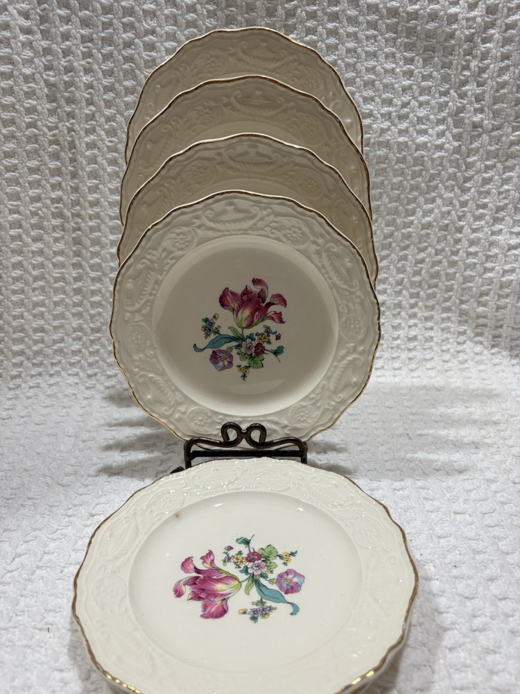 Set of 6 Vintage Steubenville Adam Antique Tulip Floral Bread Butter Plates