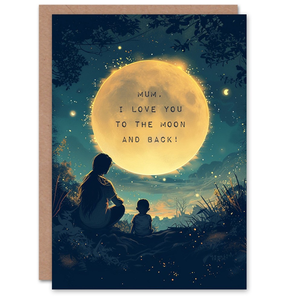 Mother's Day Greeting Card Love You Moon and Back Baby For Mum
