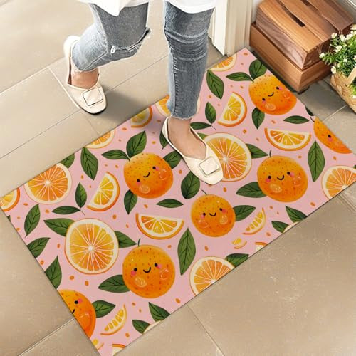 Cute Orange Indoor Door Mat – Stylish 17x29.5in Non-Woven Fabric Floor Doormat
