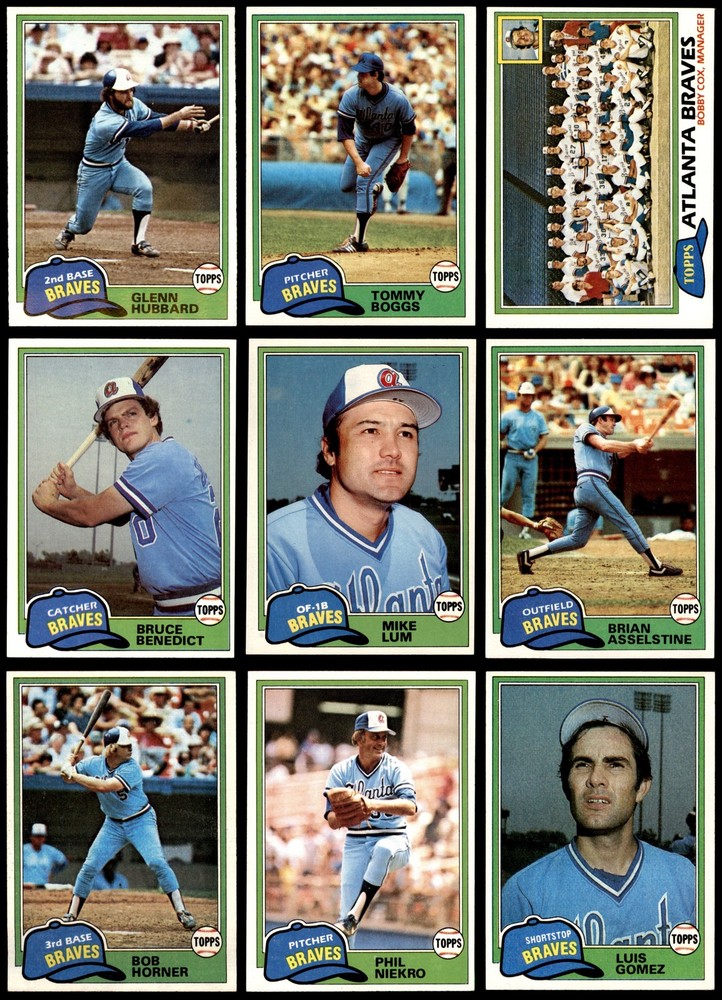 1981 Topps Braves Almost Complete Team Set 6.5 - EX/MT+ 7260921 (24 / 25 cards)