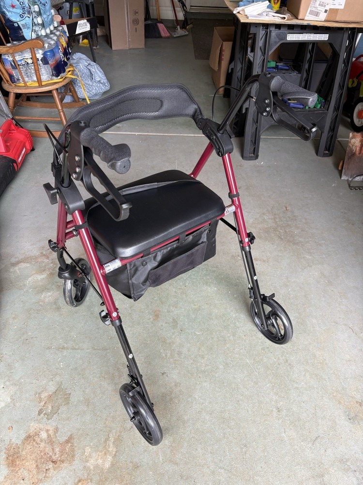 HOMLAND Foldable Rollator Walkers with Seat for Seniors, 8'' Big Wheels, 350 ...