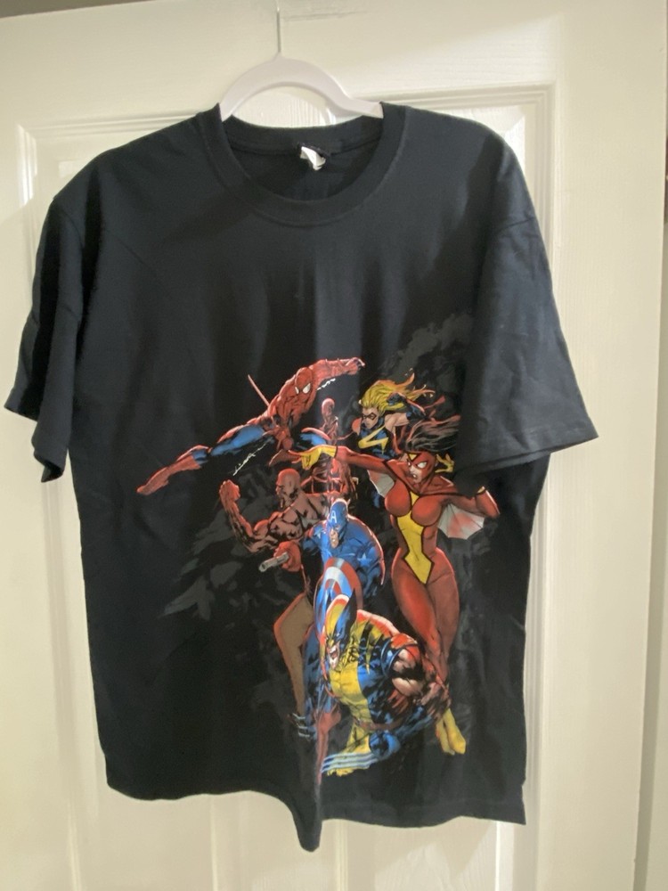 Vintage Mad Engine Marvel Comics THE NEW AVENGERS T-Shirt Size L Black