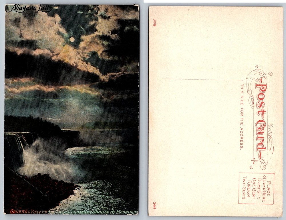 Niagara Falls Moonlight Vintage Postcard New Bridge View Early 1900s