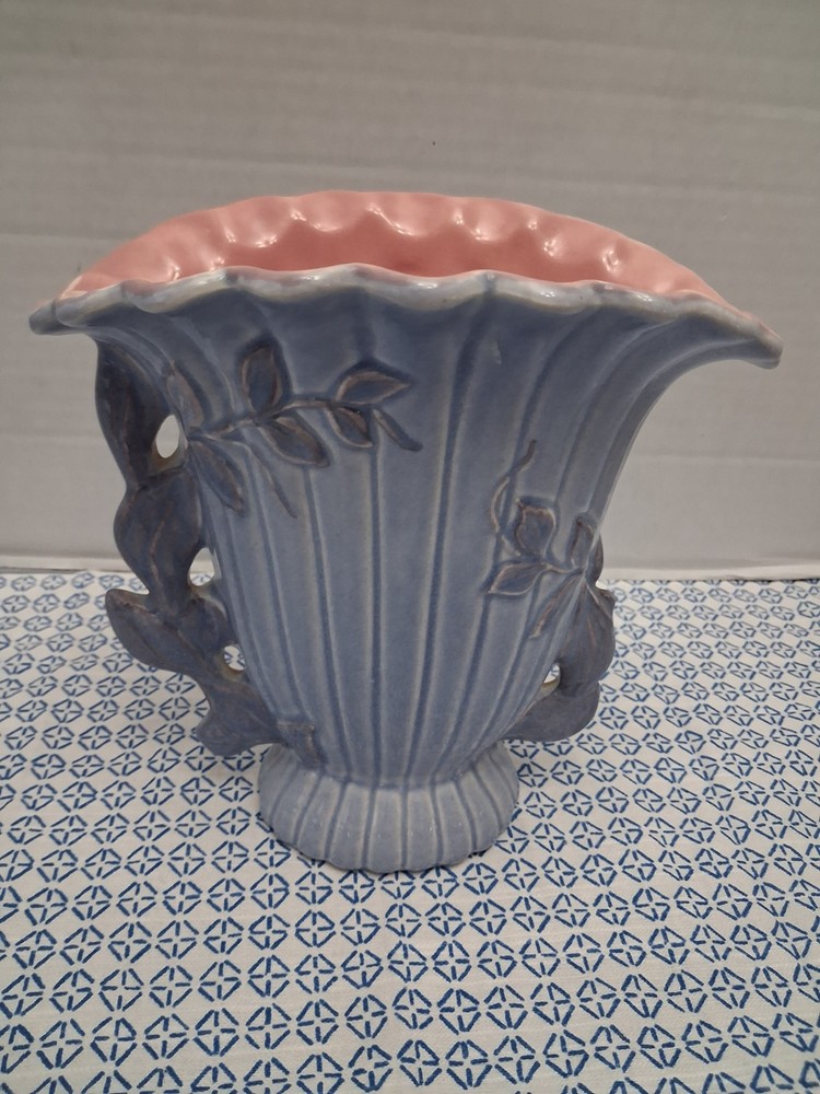Vtg Red Wing Pottery Blue Purple Pink Interior 8