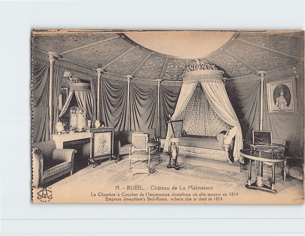 Postcard Empress Josephine's Bedroom Château de Malmaison France