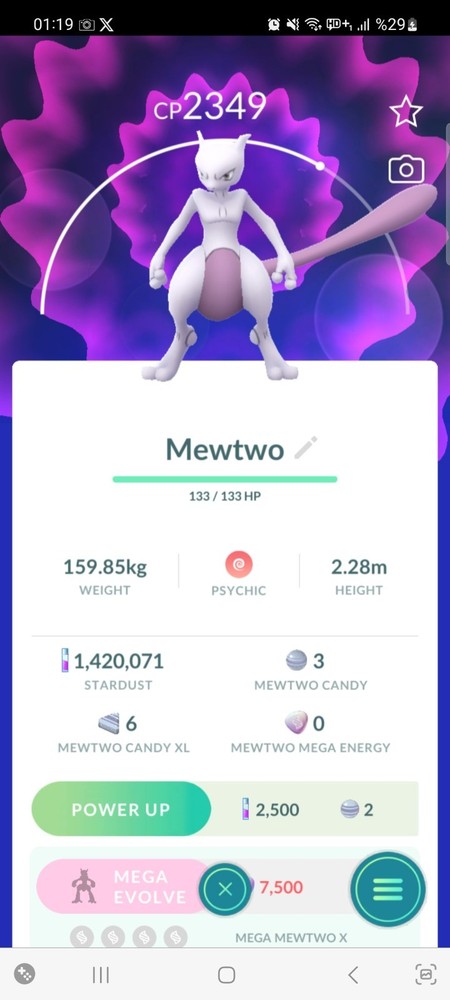 Pokemon Go⚡Mewtwo ⚡20K Stardust  or 30 Day Tr@de