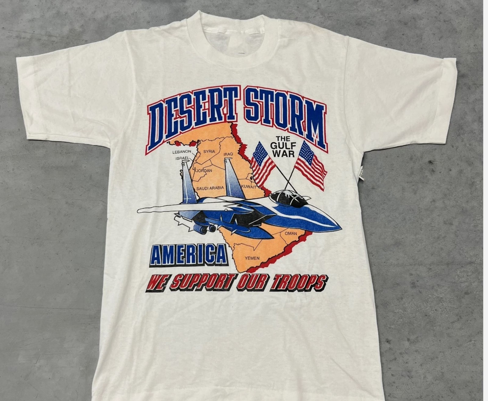 1990s Desert Storm Americana Gulf War Vintage White T Shirt