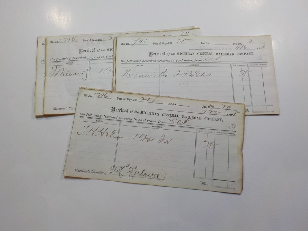 19 Antique Documents 1800s Michigan Central Railroad Company Ypsilanti Original