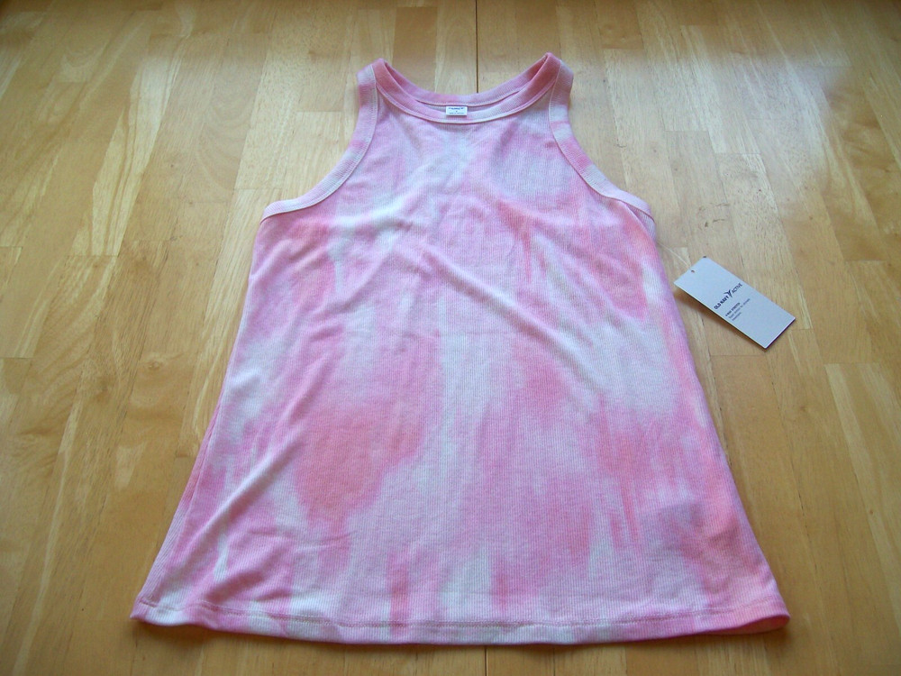 NWT's Old Navy Active High Neck Pink/White Tie Dye Tank Top Shirt Women's Small