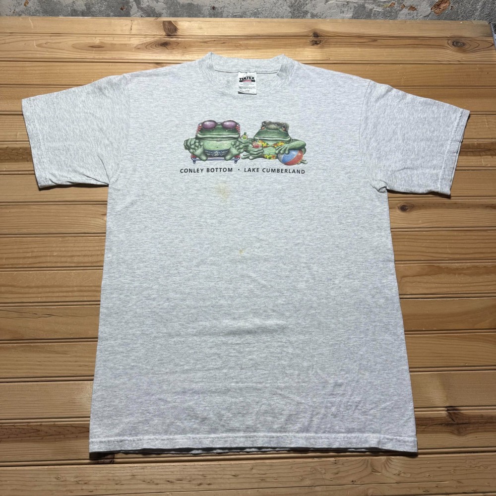 Vintage 90s Conley Bottom Lake Cumberland Kentucky Frog Graphic T-Shirt - Large