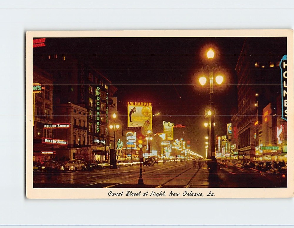 Postcard Canal Street at Night New Orleans Louisiana USA