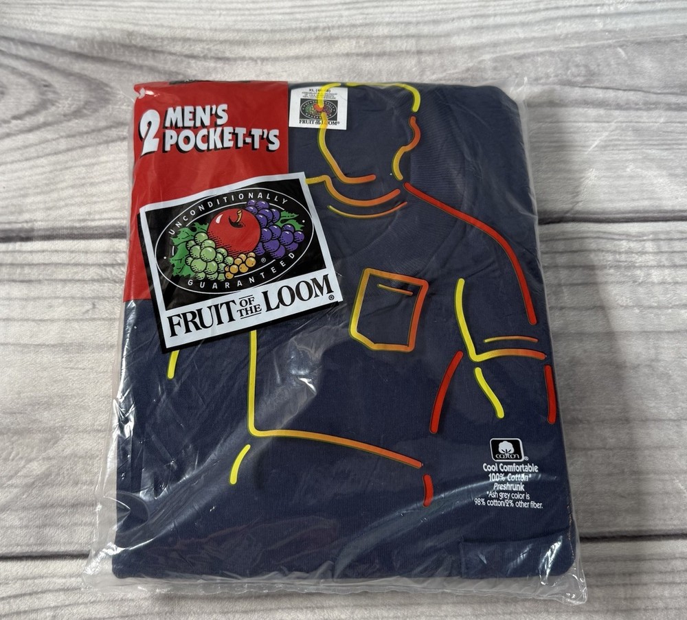 Vintage 1995 Fruit Of The Loom Pocket 2 Men's T-Shirt XL 46-48 100% Cotton NEW