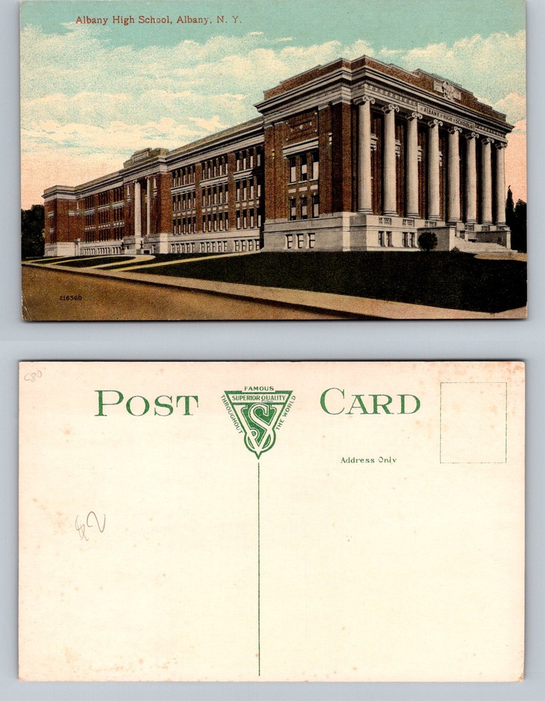 Albany, NY-New York, Albany High School Building Vintage Postcard