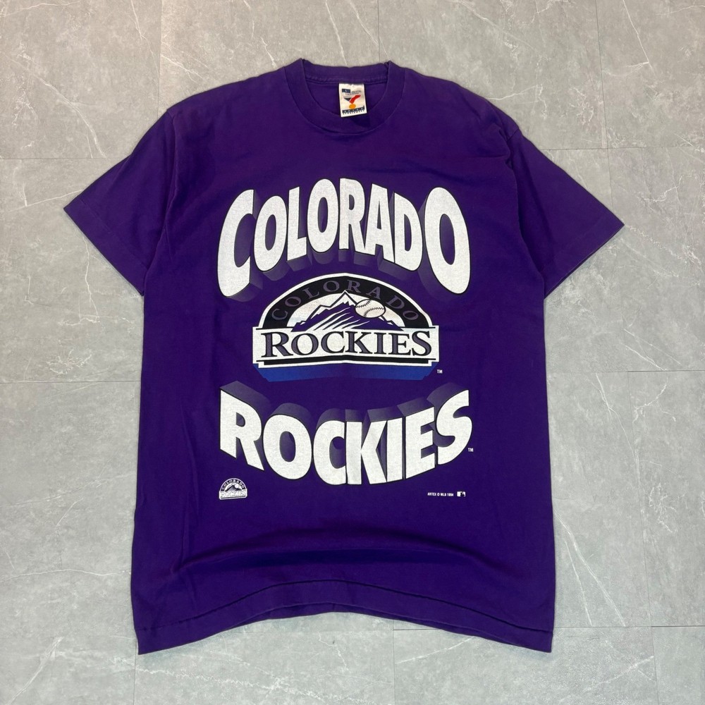 Vintage 1994 Colorado Rockies MLB T-Shirt Artex Sportswear Purple Mens Large USA