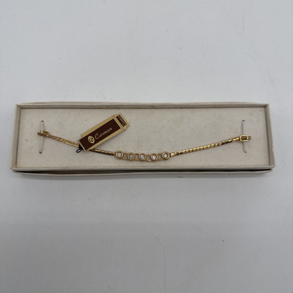 Carmen Rhinestone Gold Tone Tennis Bracelet