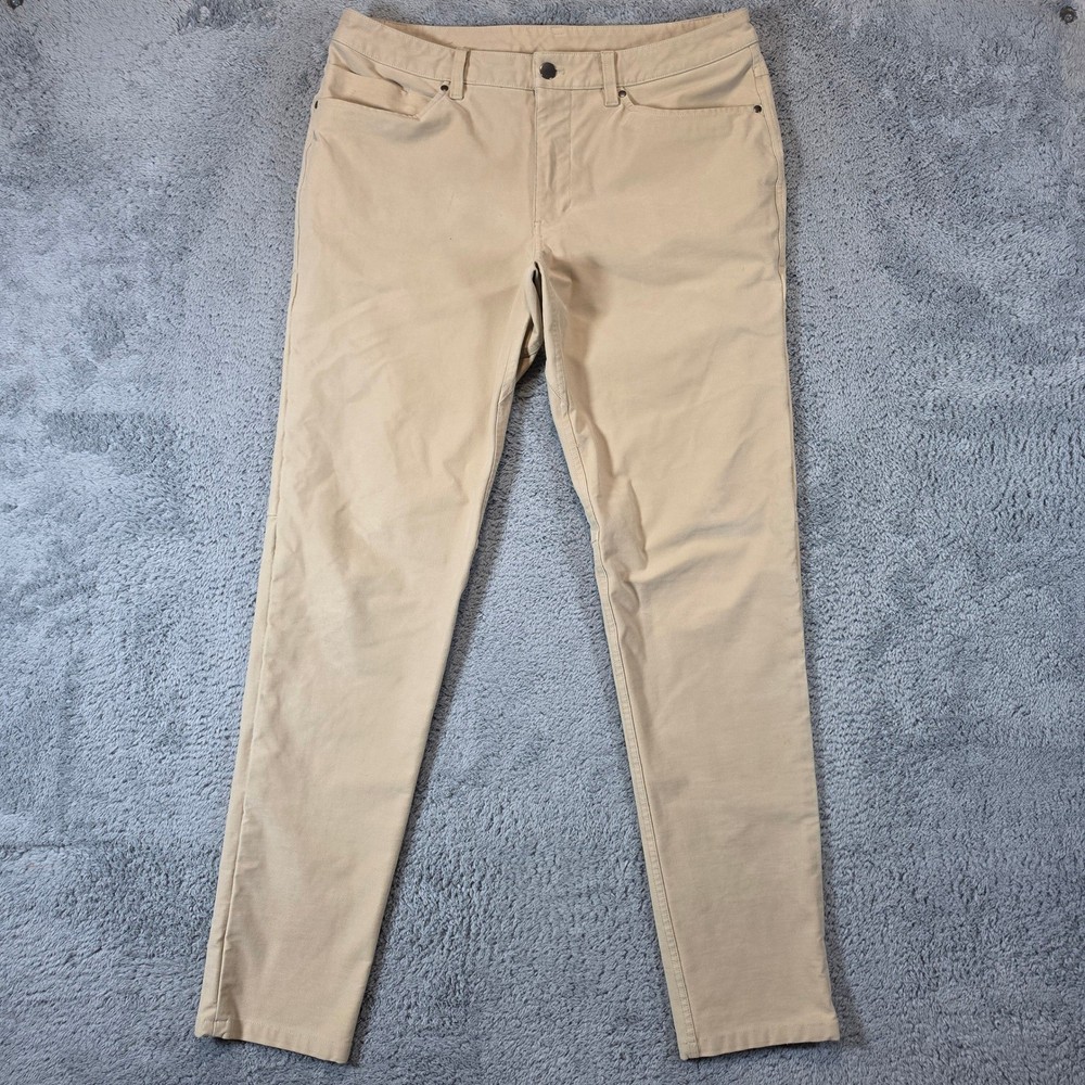 Lululemon ABC Utilitech Pants Mens 34x32 Khaki Tan Tech Slim Fit 5-Pocket Chino