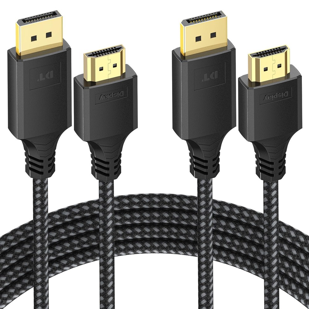 4K DisplayPort to HDMI 1.4 Cable 6ft 2 Pack High Speed Adapter