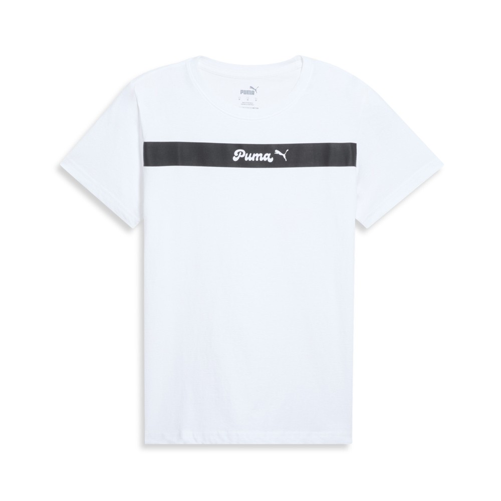 PUMA Upfront Line Logo Crew Neck Short Sleeve T-Shirt Womens White Casual Tops 6