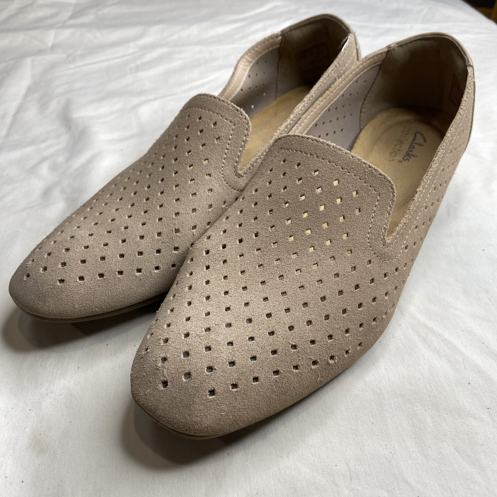 Clarks Collection Womens Juliet Hayes Heeled Loafers 9.5 M Beige Sand Suede (16)