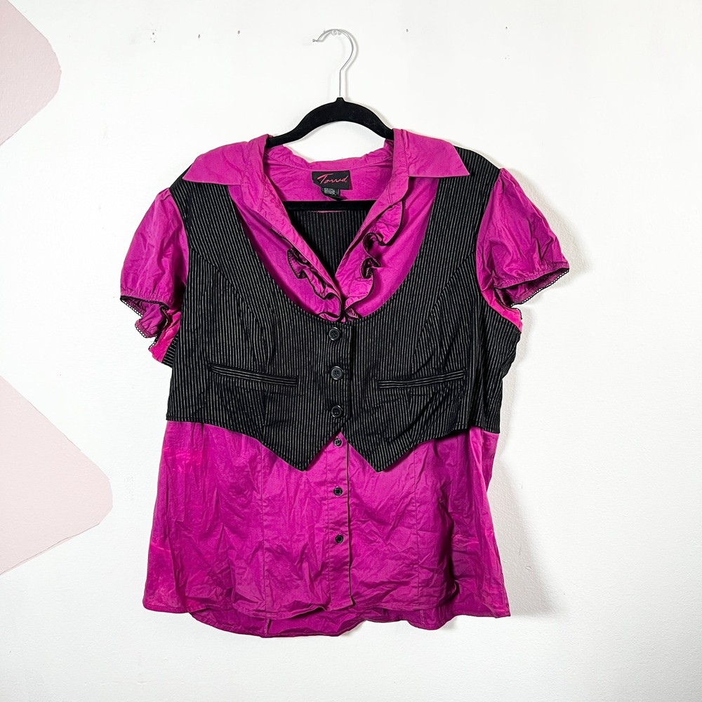 Torrid Pink Layered Top Sz 1X Mall Goth Emo Gothic Y2K Inspired