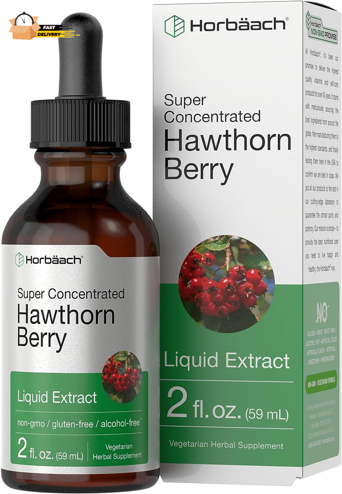 Hawthorn Berry Extract | 2 Fl Oz | Alcohol Free Hawthorne Liquid Tincture | Veg