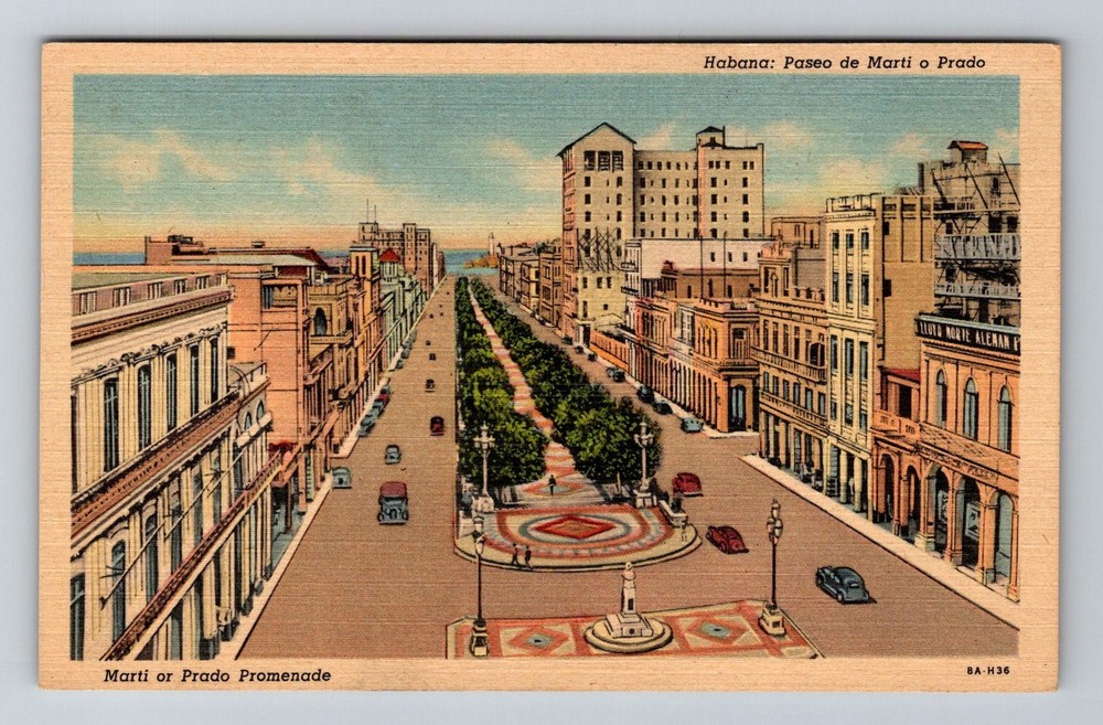 Cuba- Havana Marti Prado Promenade Souvenir Old Postal PC View Vintage Postcard