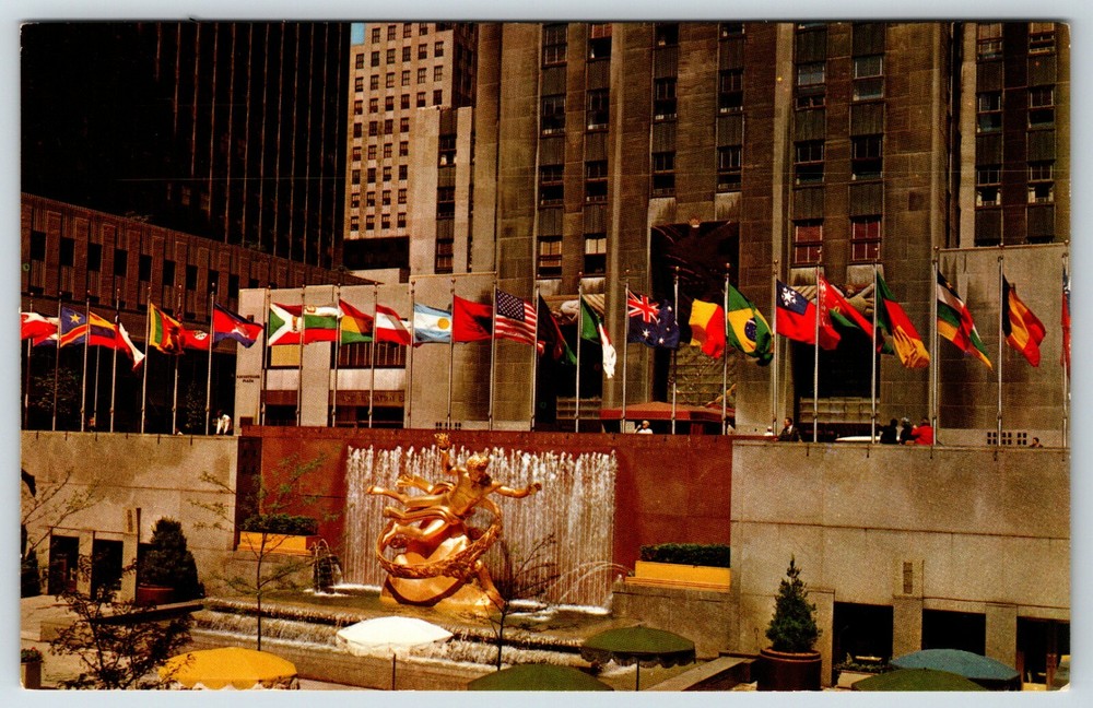 Prometheus Statue Plaza Fountain Rockefeller Center NEW YORK CITY ALMA Postcard