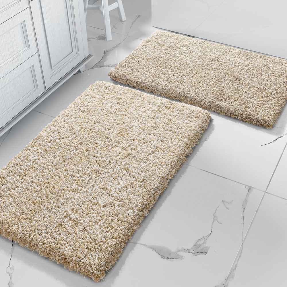 Soft Non-Slip Shaggy Bath Rug Set - Machine Washable & Plush