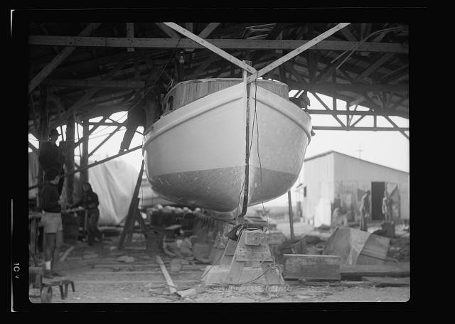 Photo:Tel Aviv Palestine 1930s Boat Construction in Harbor Port