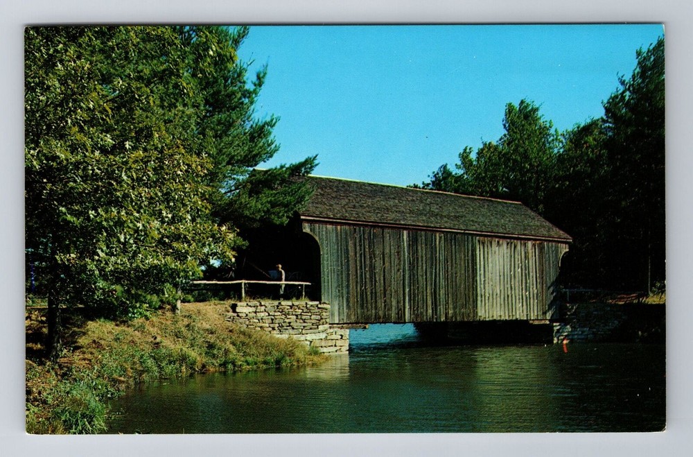 Dummerston VT-Vermont, Covered Bridge, Mill Pond, Antique Vintage Postcard