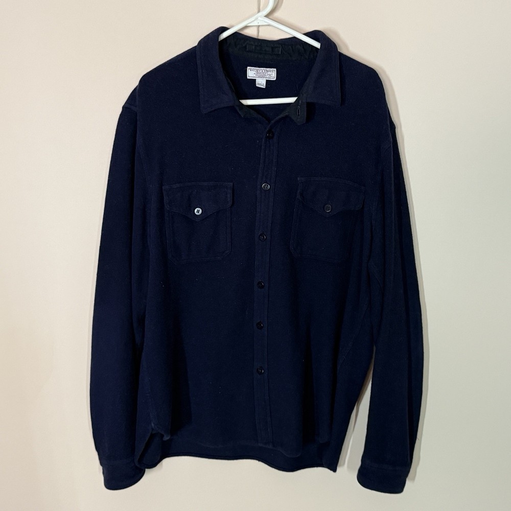 Wallace & Barnes J.CREW Wool Button Down Work Shirt Navy Blue Men’s Size XL